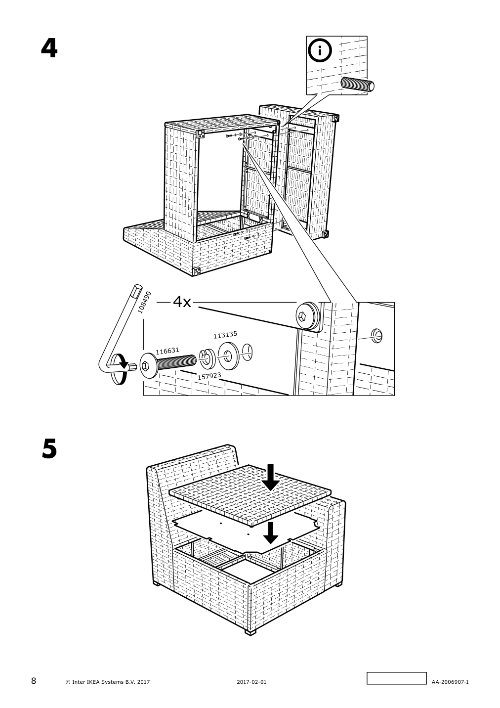 Assembly instructions for IKEA Solleroen armrest outdoor brown | Page 8 - IKEA SOLLERÖN armchair, outdoor 293.083.63