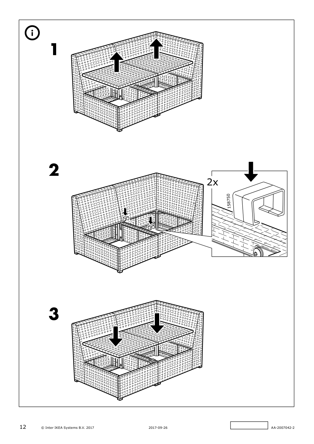 Assembly instructions for IKEA Solleroen corner section outdoor brown | Page 12 - IKEA SOLLERÖN modular corner sofa 3-seat, outdoor 592.526.56