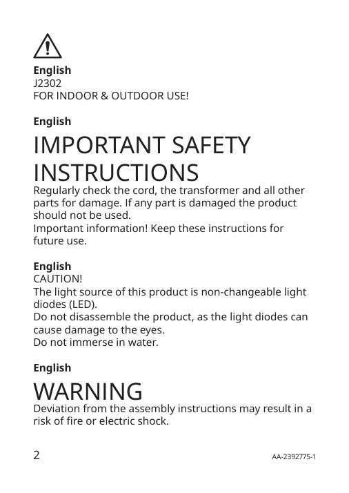 Assembly instructions for IKEA Solvinden led floor lamp battery operated outdoor | Page 2 - IKEA SOLVINDEN LED floor lamp 005.705.90