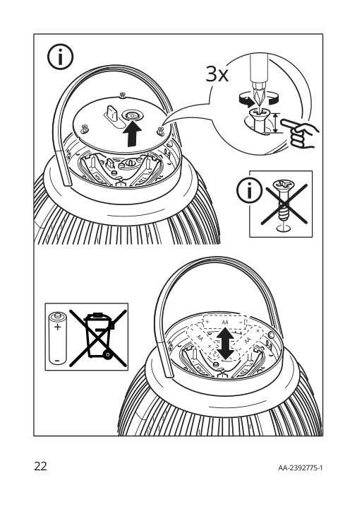 Assembly instructions for IKEA Solvinden led floor lamp battery operated outdoor | Page 22 - IKEA SOLVINDEN LED floor lamp 005.705.90