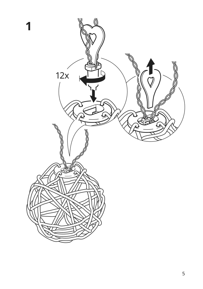 Assembly instructions for IKEA Solvinden led string light with 12 lights battery operated beige | Page 5 - IKEA SOLVINDEN LED string light with 12 lights 105.705.99