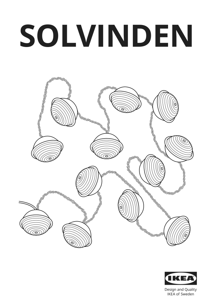 Assembly instructions for IKEA Solvinden led string light with 12 lights battery operated outdoor mini headlight blue | Page 1 - IKEA SOLVINDEN LED string light with 12 lights 204.845.82