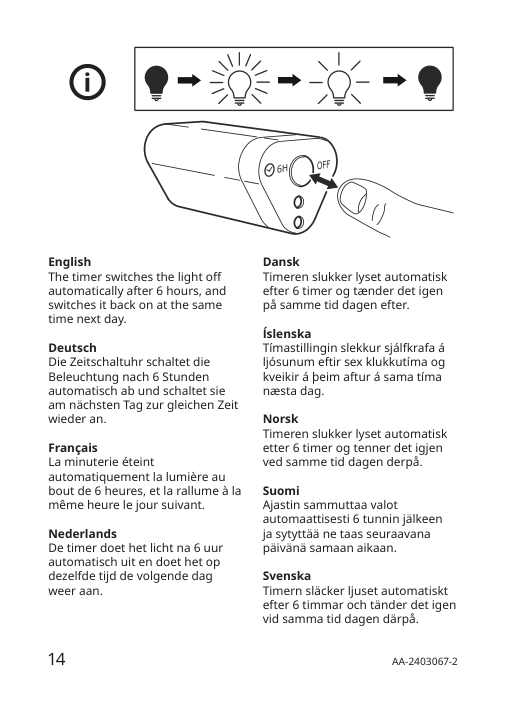 Assembly instructions for IKEA Solvinden led string light with 12 lights battery operated outdoor multicolor | Page 14 - IKEA SOLVINDEN LED string light with 12 lights 305.705.98