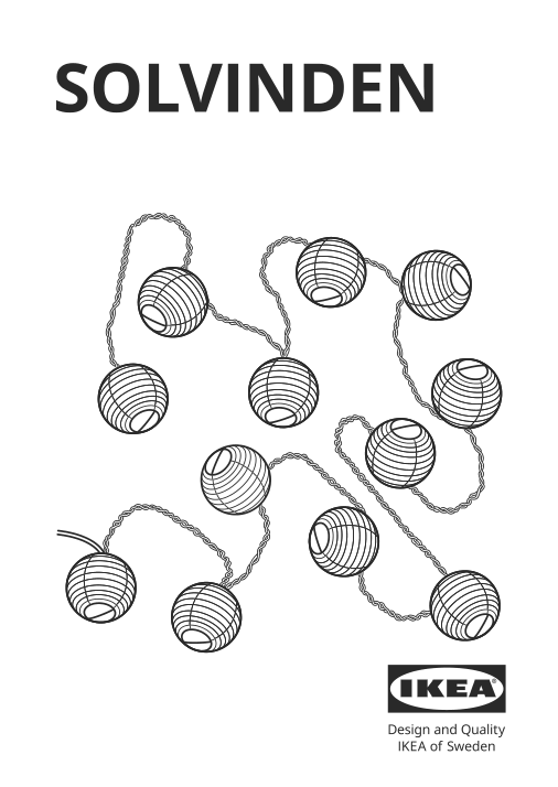 Assembly instructions for IKEA Solvinden led string light with 12 lights outdoor battery operated yellow waves | Page 1 - IKEA SOLVINDEN LED string light with 12 lights 605.705.87