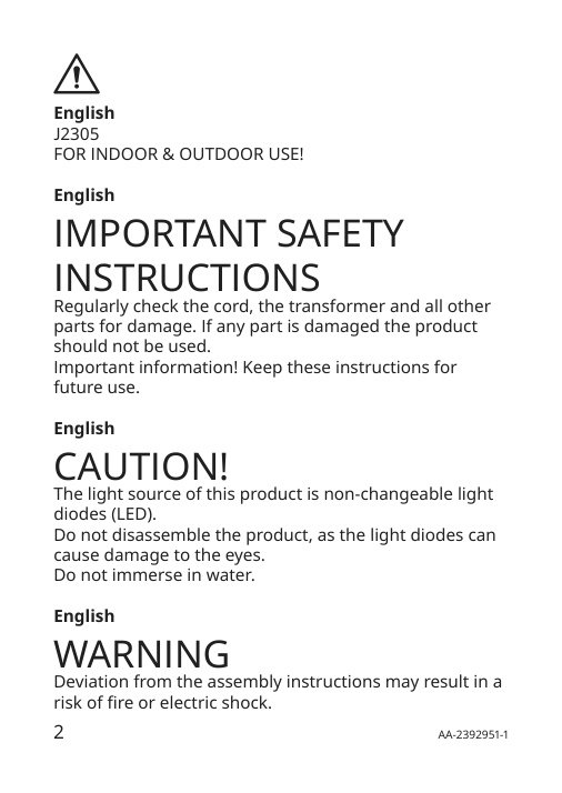 Assembly instructions for IKEA Solvinden led table lamp battery operated outdoor cone shaped white | Page 2 - IKEA SOLVINDEN LED table lamp 705.718.88