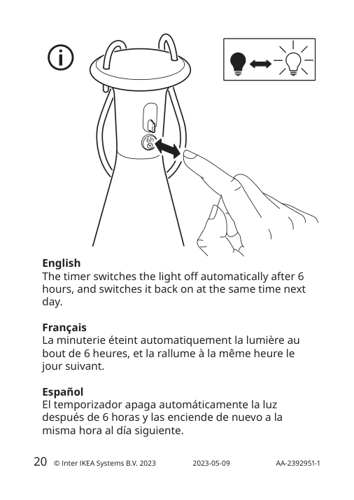 Assembly instructions for IKEA Solvinden led table lamp battery operated outdoor cone shaped white | Page 20 - IKEA SOLVINDEN LED table lamp 705.718.88