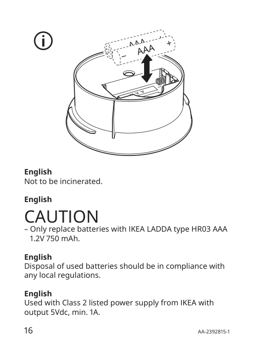 Assembly instructions for IKEA Solvinden led table lamp battery operated outdoor green | Page 16 - IKEA SOLVINDEN LED table lamp 805.718.97