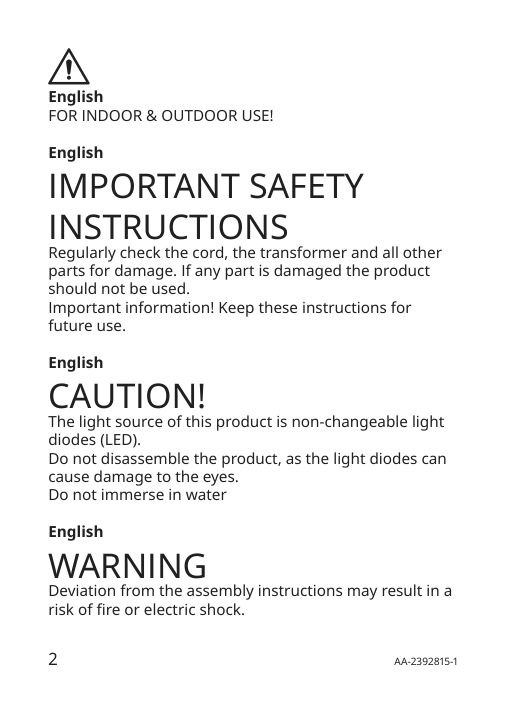 Assembly instructions for IKEA Solvinden led table lamp battery operated outdoor green | Page 2 - IKEA SOLVINDEN LED table lamp 805.718.97