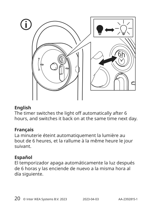 Assembly instructions for IKEA Solvinden led table lamp battery operated outdoor green | Page 20 - IKEA SOLVINDEN LED table lamp 805.718.97