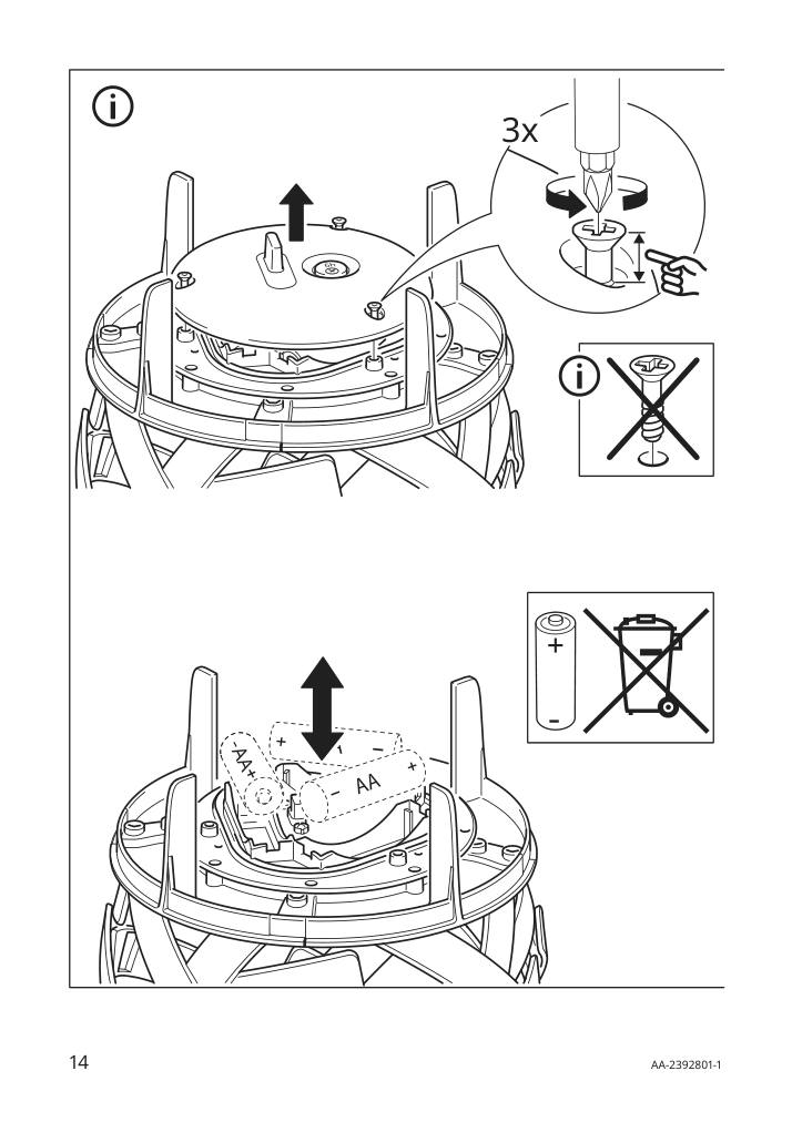 Assembly instructions for IKEA Solvinden led table lamp battery operated outdoor | Page 14 - IKEA SOLVINDEN LED table lamp 005.705.71