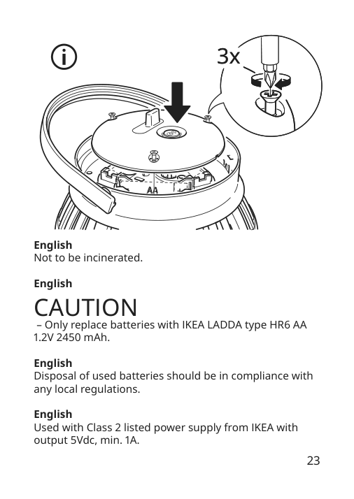 Assembly instructions for IKEA Solvinden led table lamp battery operated outdoor | Page 23 - IKEA SOLVINDEN LED table lamp 605.705.73