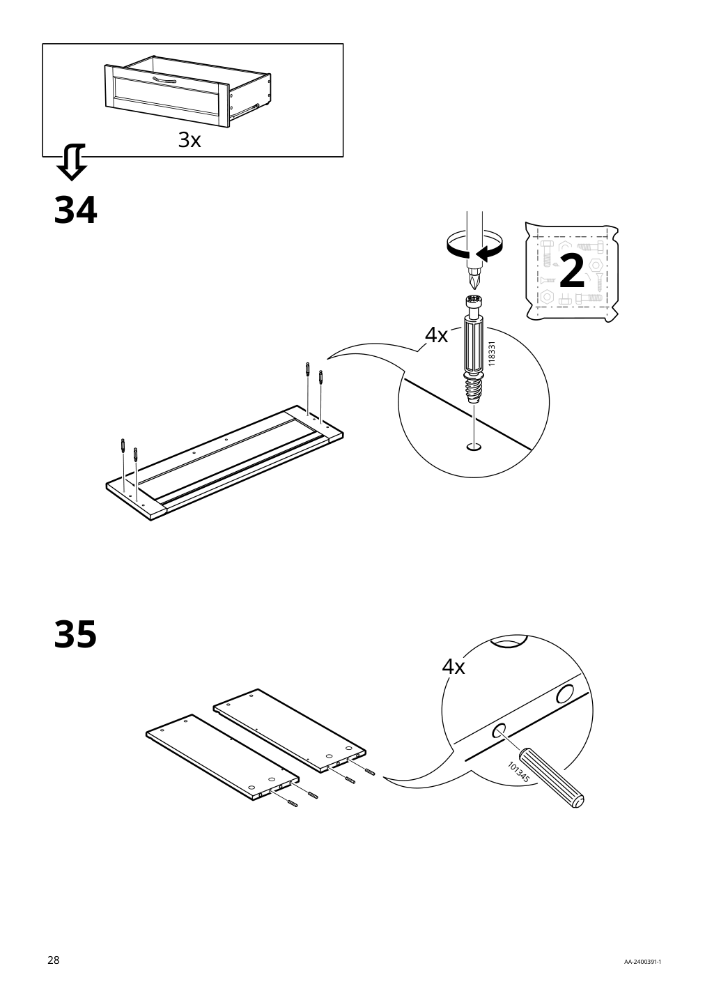 Assembly instructions for IKEA Songesand 6 drawer dresser | Page 28 - IKEA SONGESAND 6-drawer dresser 505.728.36