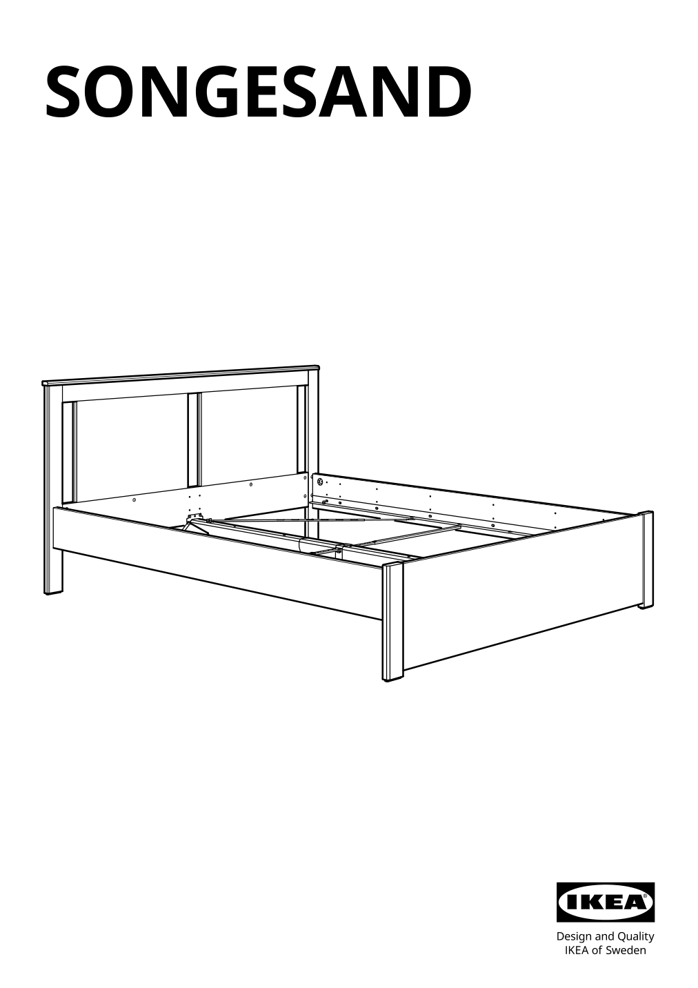 Assembly instructions for IKEA Songesand bed frame brown | Page 1 - IKEA SONGESAND bed frame with 2 storage boxes 392.411.12