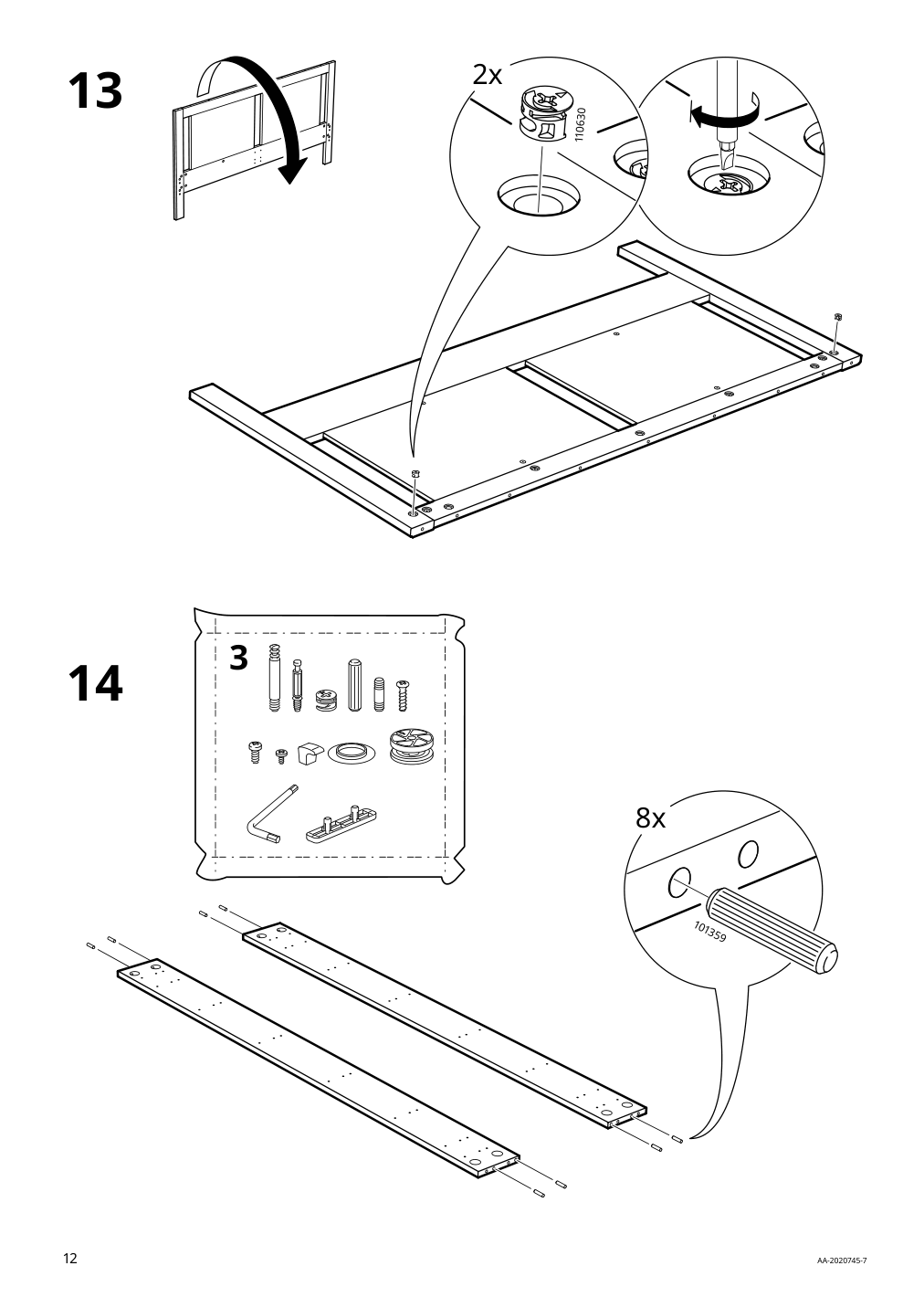 Assembly instructions for IKEA Songesand bed frame brown | Page 12 - IKEA SONGESAND bed frame with 2 storage boxes 392.411.12