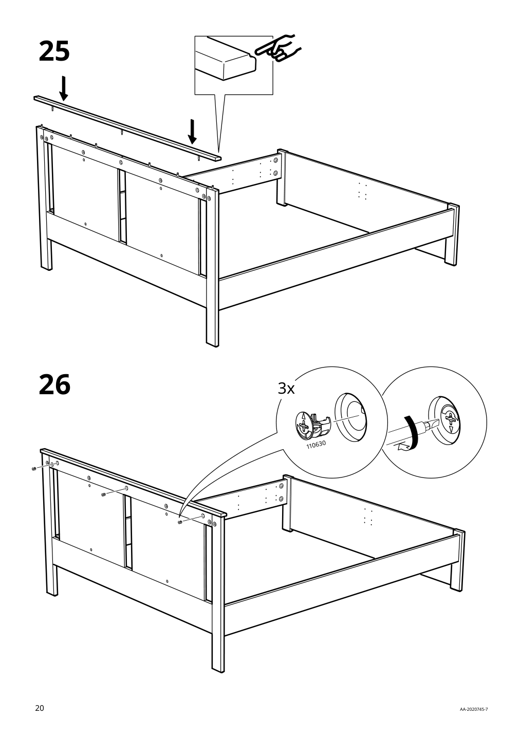 Assembly instructions for IKEA Songesand bed frame white | Page 20 - IKEA SONGESAND bed frame with 2 storage boxes 392.412.11