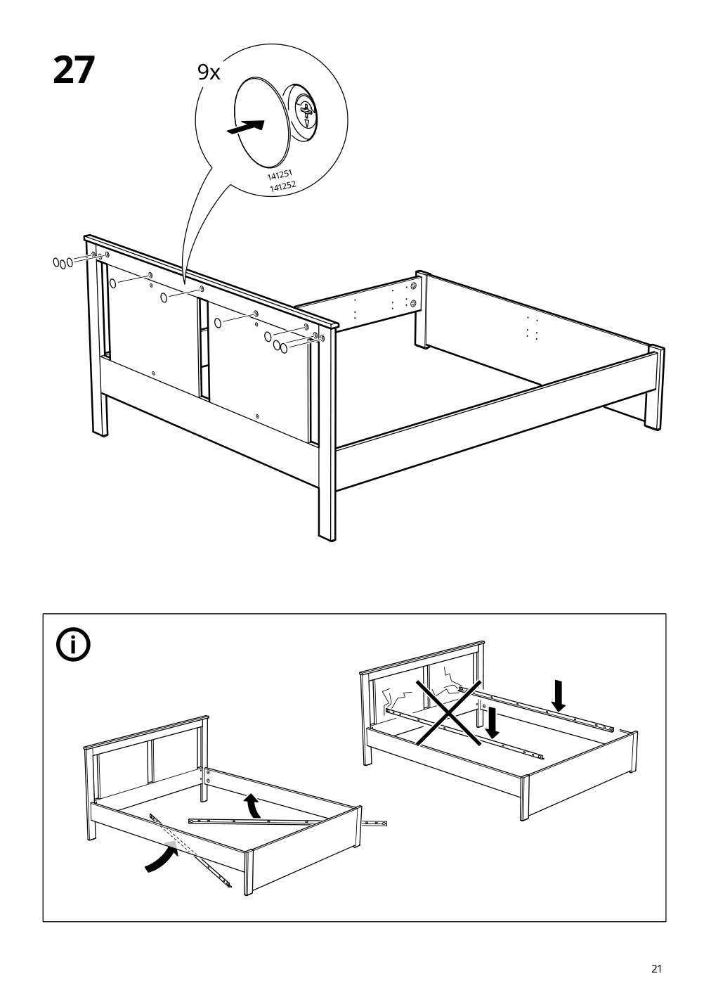 Assembly instructions for IKEA Songesand bed frame brown | Page 21 - IKEA SONGESAND bed frame with 2 storage boxes 392.411.12