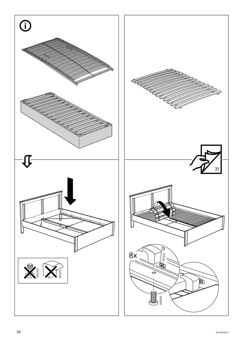 Assembly instructions for IKEA Songesand bed frame brown | Page 30 - IKEA SONGESAND bed frame with 2 storage boxes 392.411.12