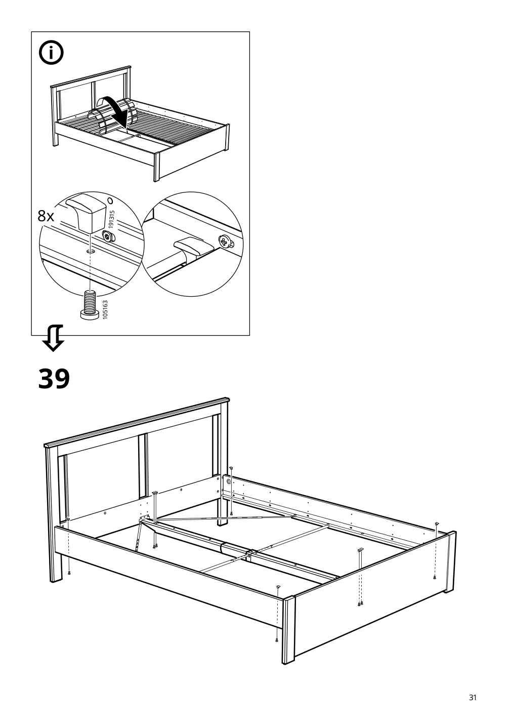 Assembly instructions for IKEA Songesand bed frame white | Page 31 - IKEA SONGESAND bed frame 492.412.96