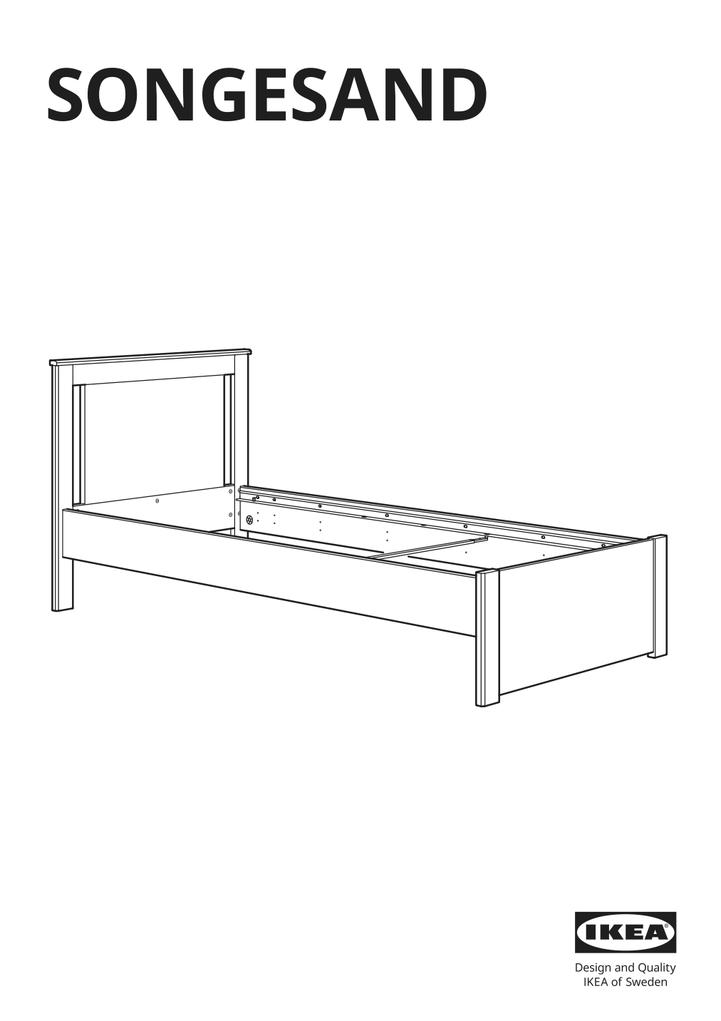 Assembly instructions for IKEA Songesand bed frame brown | Page 1 - IKEA SONGESAND bed frame with 2 storage boxes 392.409.66