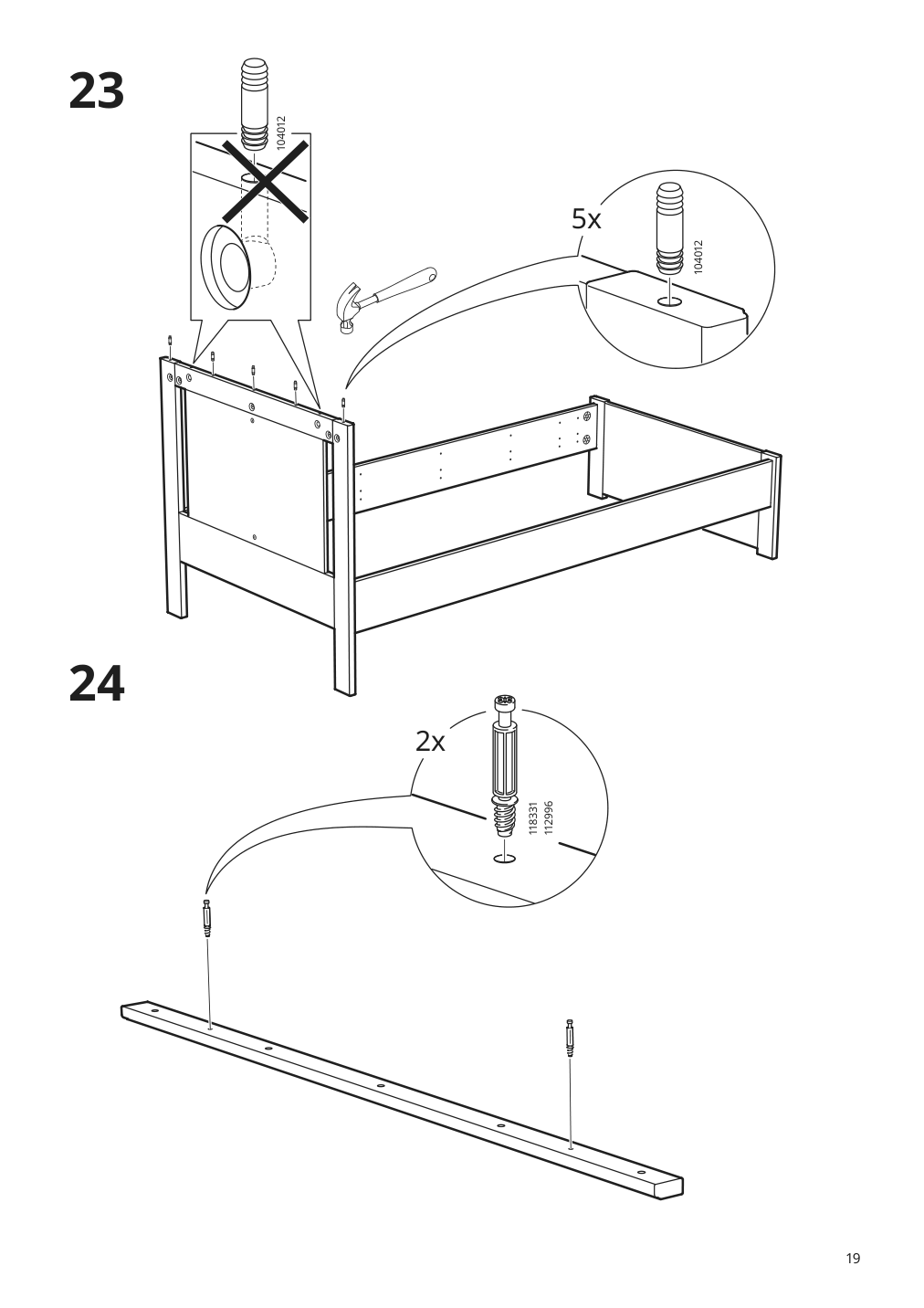 Assembly instructions for IKEA Songesand bed frame white | Page 19 - IKEA SONGESAND bed frame with 2 storage boxes 592.409.94