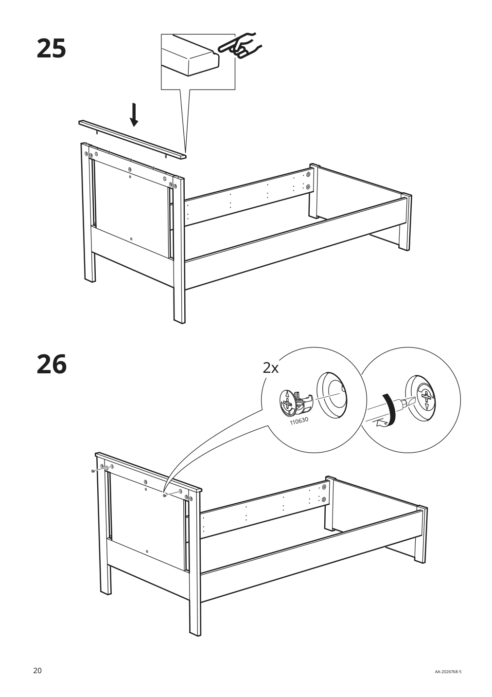 Assembly instructions for IKEA Songesand bed frame white | Page 20 - IKEA SONGESAND bed frame with 2 storage boxes 592.409.94