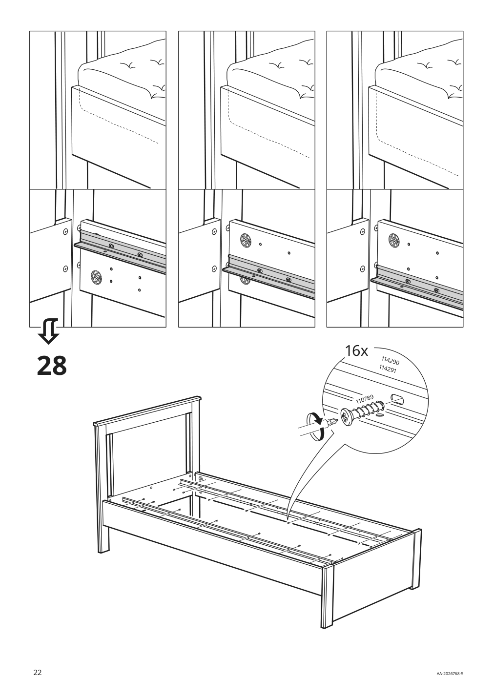 Assembly instructions for IKEA Songesand bed frame white | Page 22 - IKEA SONGESAND bed frame with 2 storage boxes 192.409.91