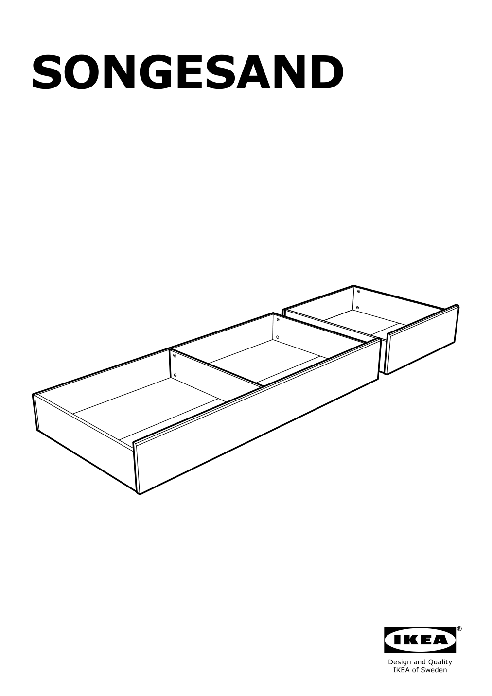 Assembly instructions for IKEA Songesand underbed storage box set of 2 white | Page 1 - IKEA SONGESAND bed frame with 4 storage boxes 792.413.51