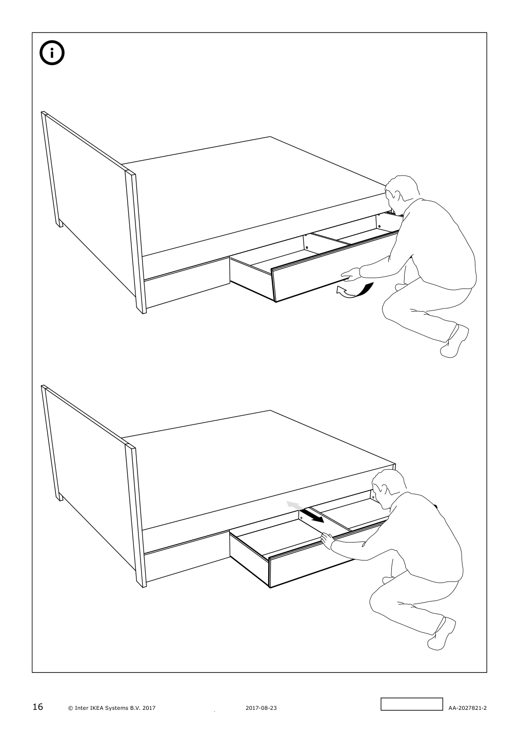 Assembly instructions for IKEA Songesand underbed storage box set of 2 brown | Page 16 - IKEA SONGESAND bed frame with 2 storage boxes 392.411.12