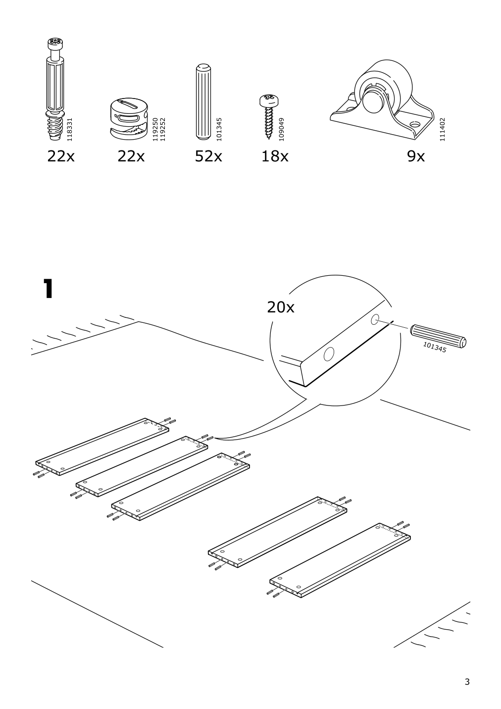 Assembly instructions for IKEA Songesand underbed storage box set of 2 brown | Page 3 - IKEA SONGESAND bed frame with 2 storage boxes 392.411.12