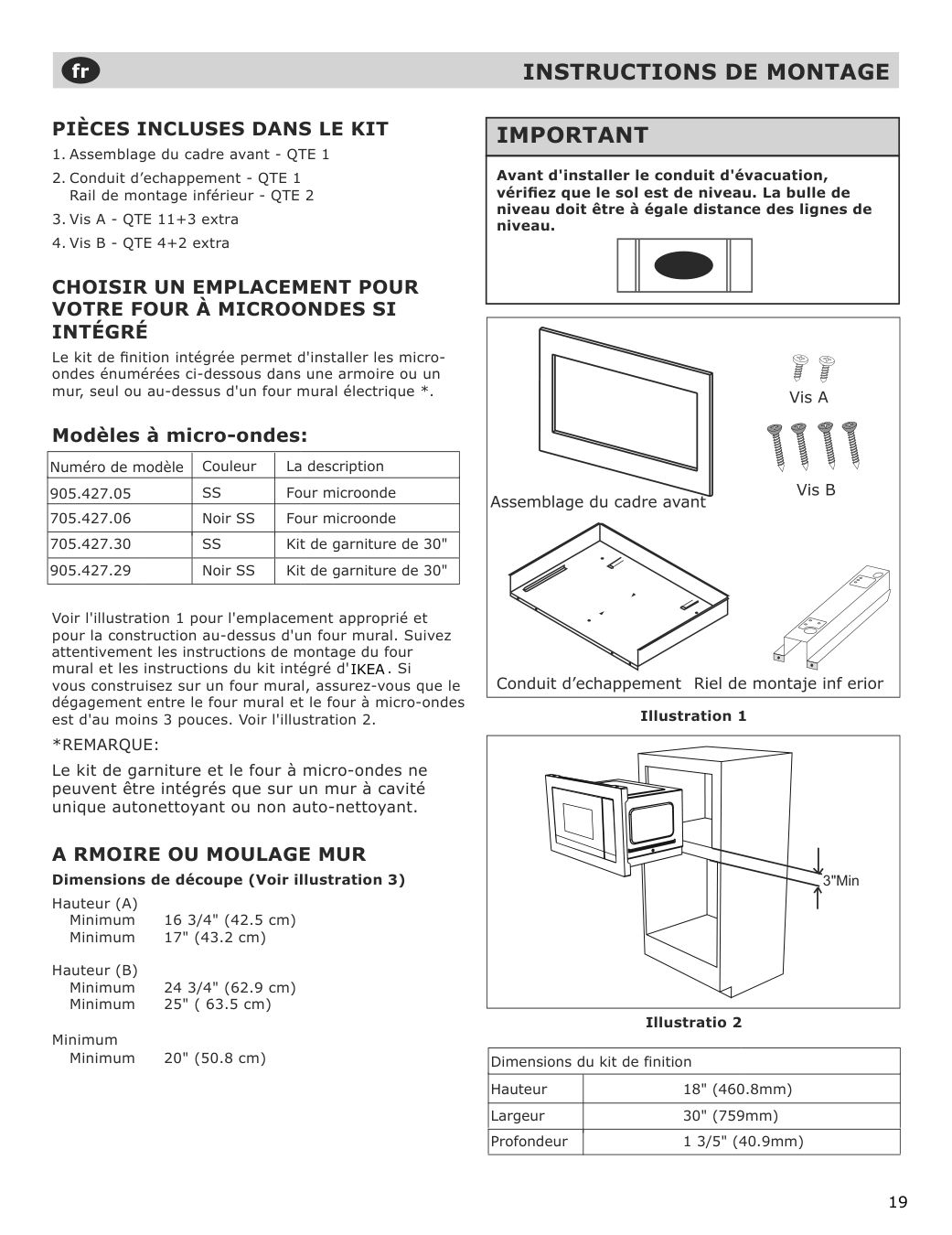 Assembly instructions for IKEA Stangby microwave trim kit stainless steel | Page 19 - IKEA STÅNGBY built-in microwave 794.952.20