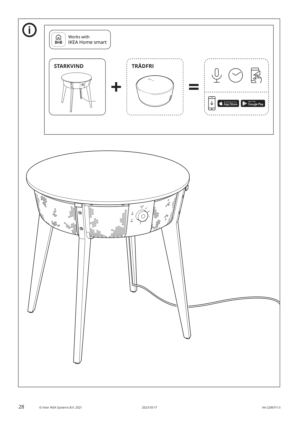 Assembly instructions for IKEA Starkvind table with air purifier stained oak veneer white smart | Page 28 - IKEA STARKVIND table with air purifier 804.619.45