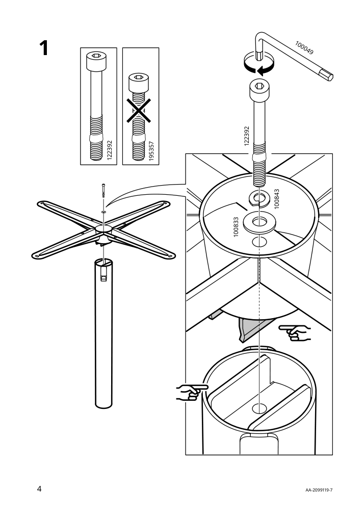 Assembly instructions for IKEA Stensele star base anthracite | Page 4 - IKEA STENSELE / MÅNHULT table and 2 chairs 995.059.25