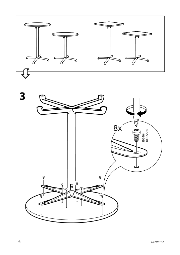 Assembly instructions for IKEA Stensele star base anthracite | Page 6 - IKEA STENSELE / MÅNHULT table and 2 chairs 995.059.25