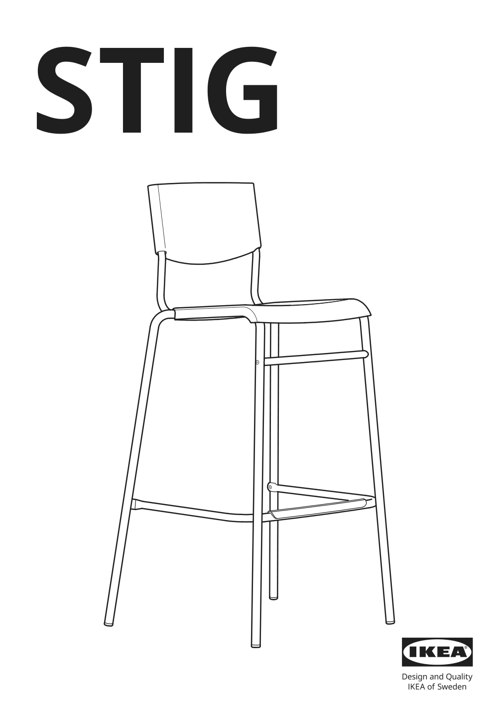 Assembly instructions for IKEA Stig bar stool with backrest black black | Page 1 - IKEA HÅVERUD / STIG table and 4 stools 894.289.23