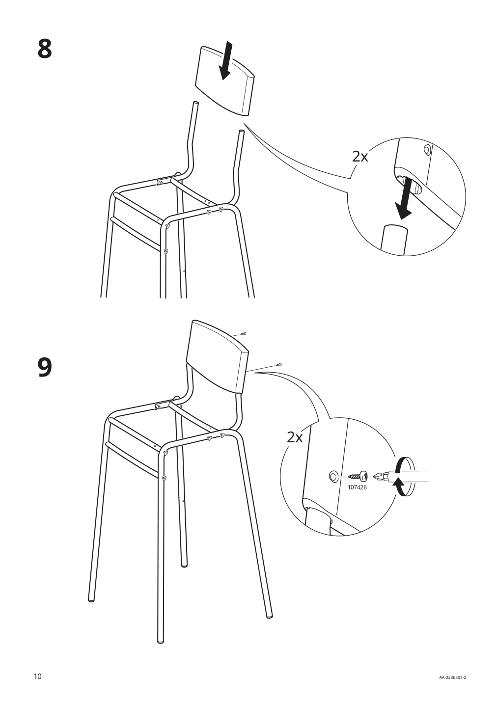 Assembly instructions for IKEA Stig bar stool with backrest black black | Page 10 - IKEA HÅVERUD / STIG table and 4 stools 894.289.23