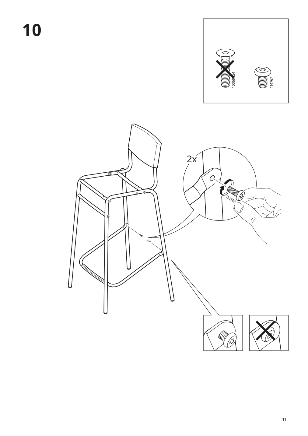 Assembly instructions for IKEA Stig bar stool with backrest black black | Page 11 - IKEA HÅVERUD / STIG table and 4 stools 894.289.23