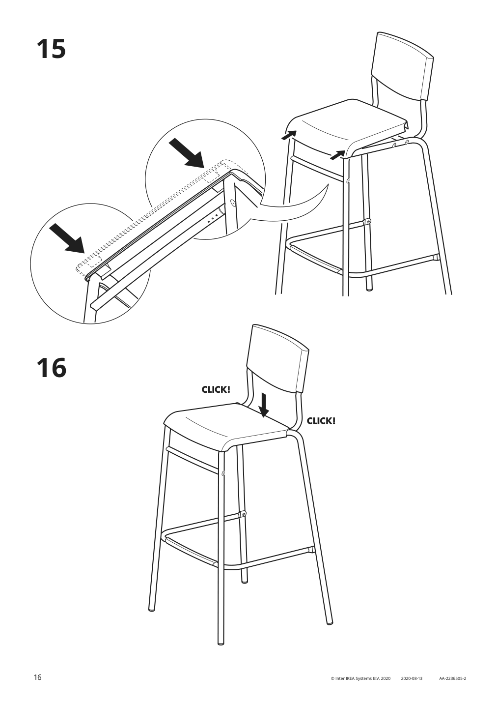 Assembly instructions for IKEA Stig bar stool with backrest black black | Page 16 - IKEA HÅVERUD / STIG table and 4 stools 894.289.23