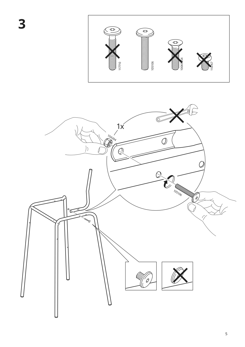 Assembly instructions for IKEA Stig bar stool with backrest black black | Page 5 - IKEA HÅVERUD / STIG table and 4 stools 894.289.23