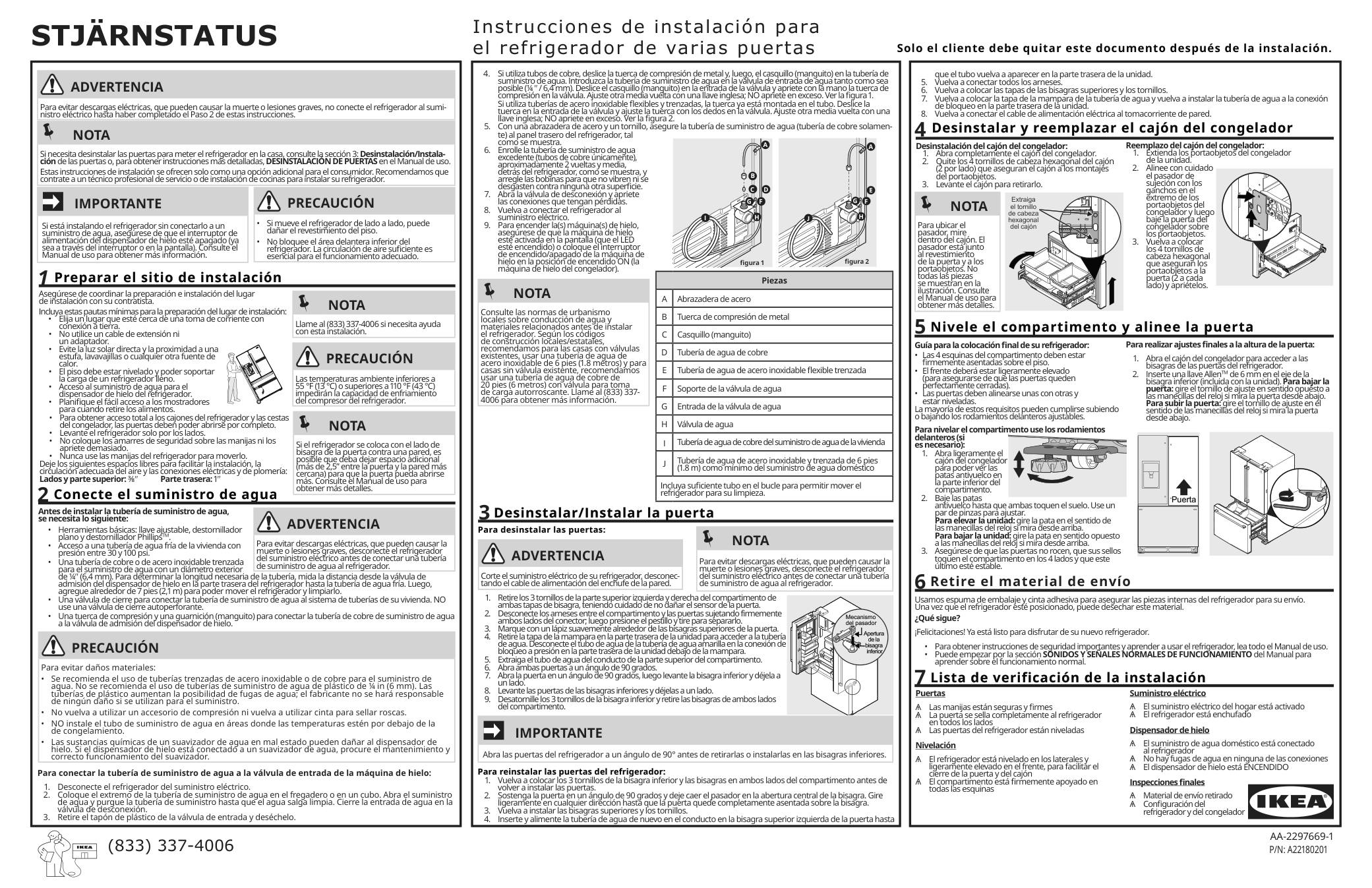 Assembly instructions for IKEA Stjaernstatus french door refrigerator stainless steel color counter depth | Page 2 - IKEA STJÄRNSTATUS french door refrigerator 205.222.87