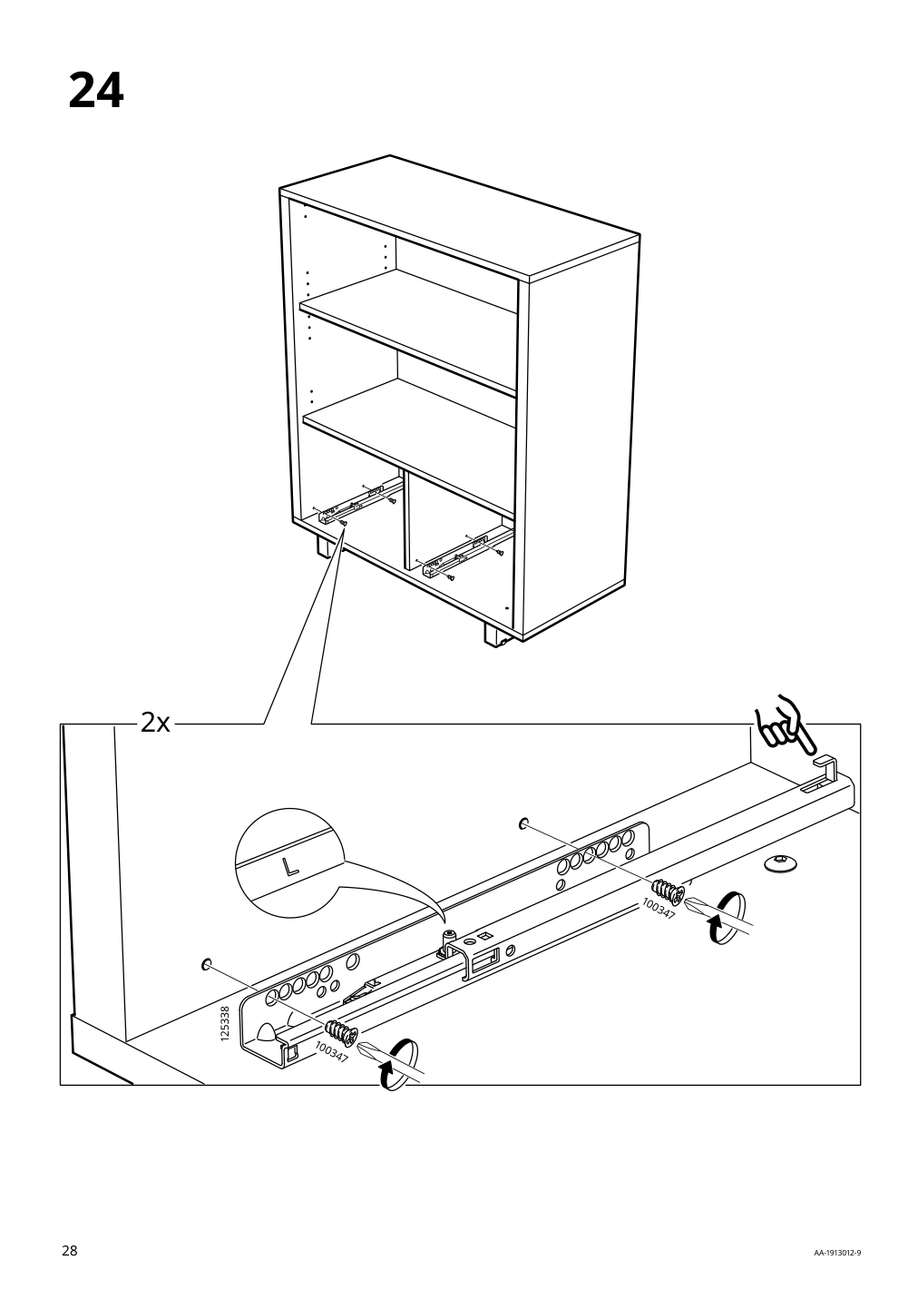 Assembly instructions for IKEA Stockholm cabinet with 2 drawers walnut veneer | Page 28 - IKEA STOCKHOLM cabinet with 2 drawers 802.397.24