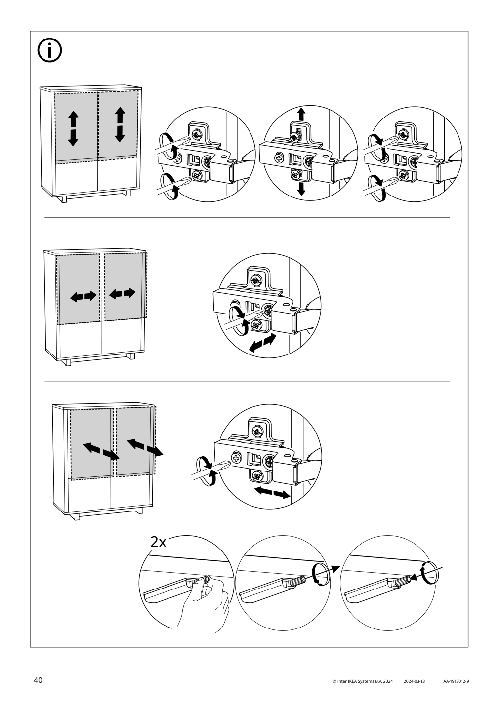 Assembly instructions for IKEA Stockholm cabinet with 2 drawers walnut veneer | Page 40 - IKEA STOCKHOLM cabinet with 2 drawers 802.397.24