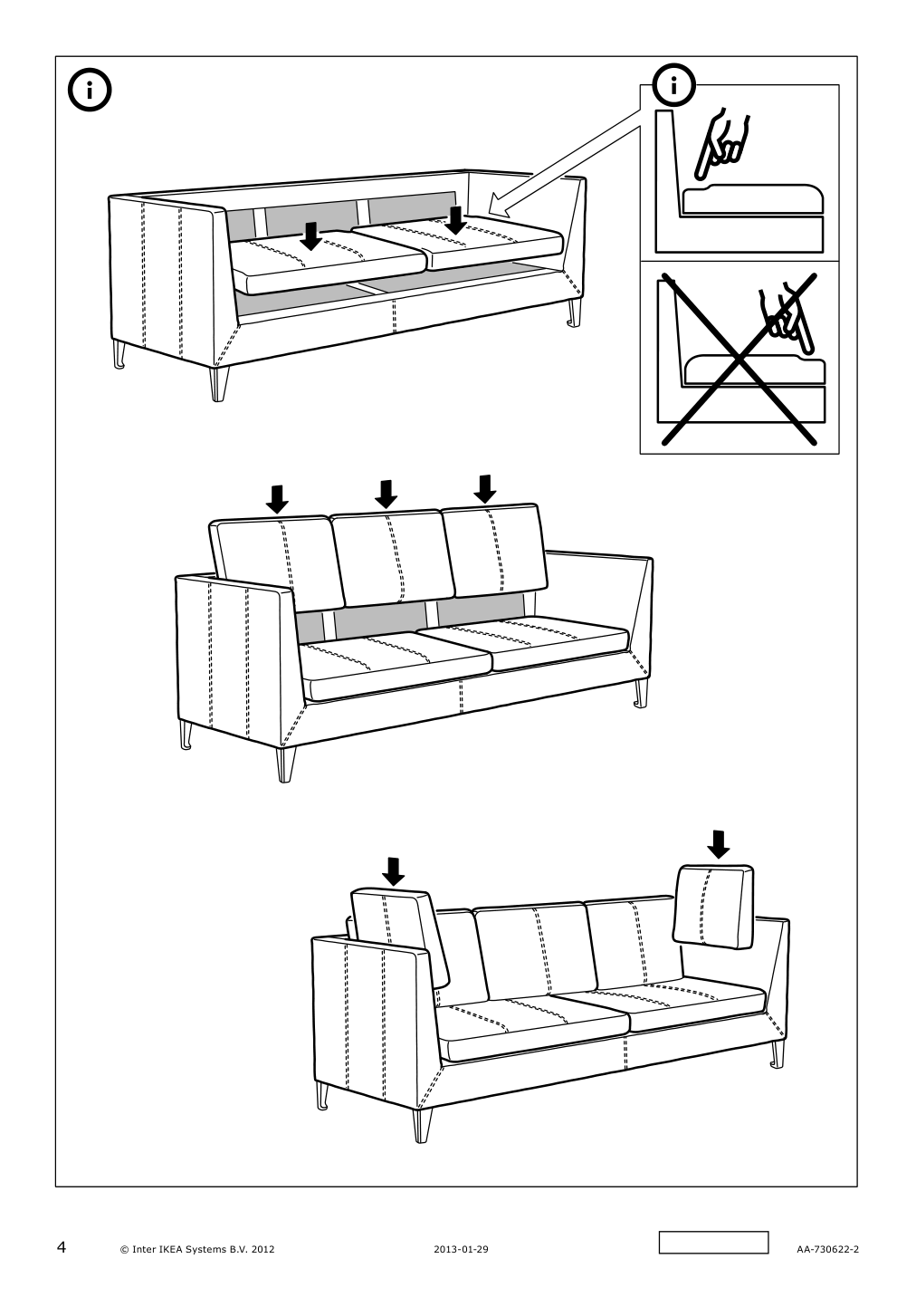 Assembly instructions for IKEA Stockholm sofa seglora natural | Page 4 - IKEA STOCKHOLM sofa 802.450.51