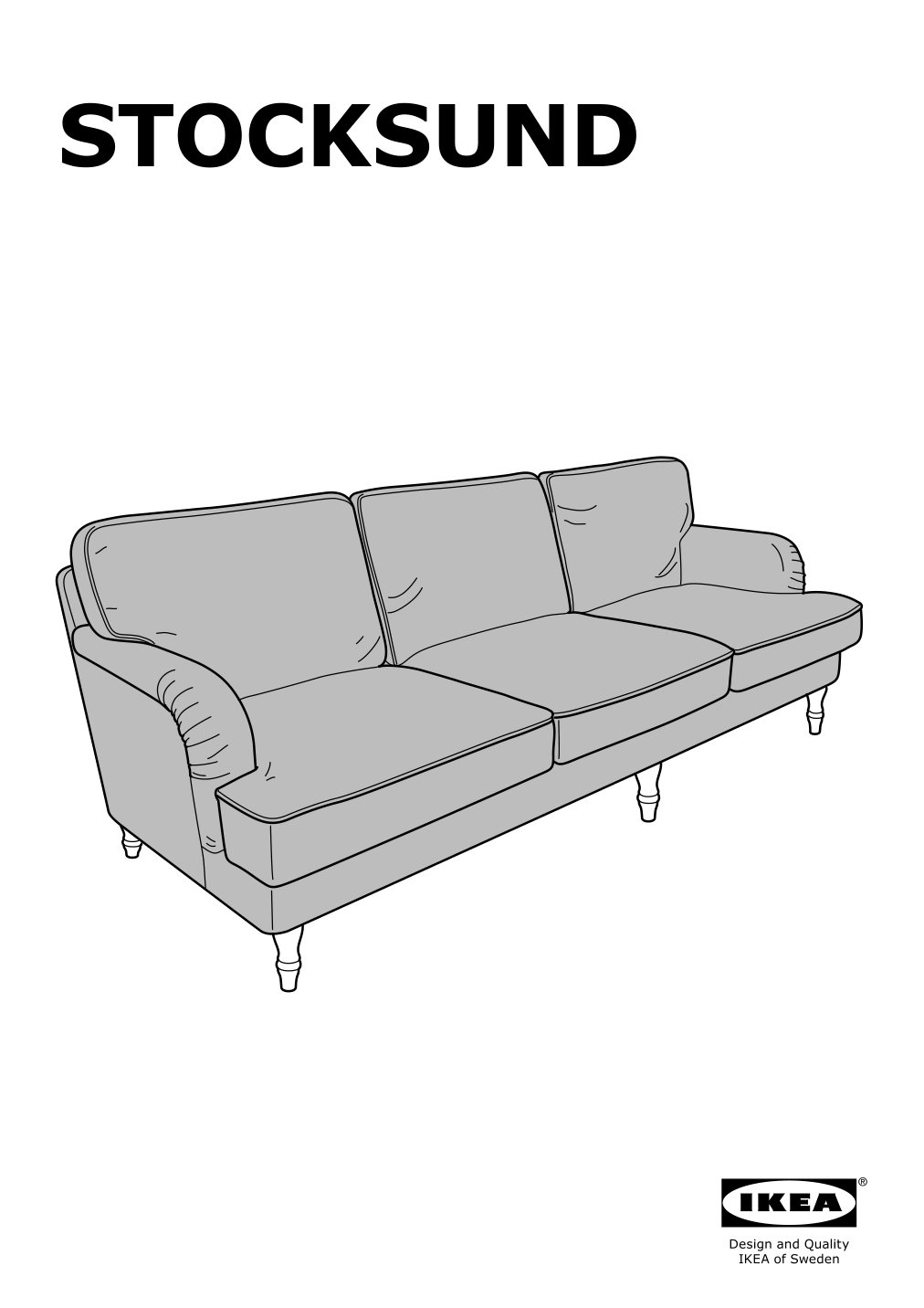 Assembly instructions for IKEA Stocksund 3 5 seat sofa cover hovsten gray white | Page 1 - IKEA STOCKSUND 3.5-seat sofa cover 203.063.73