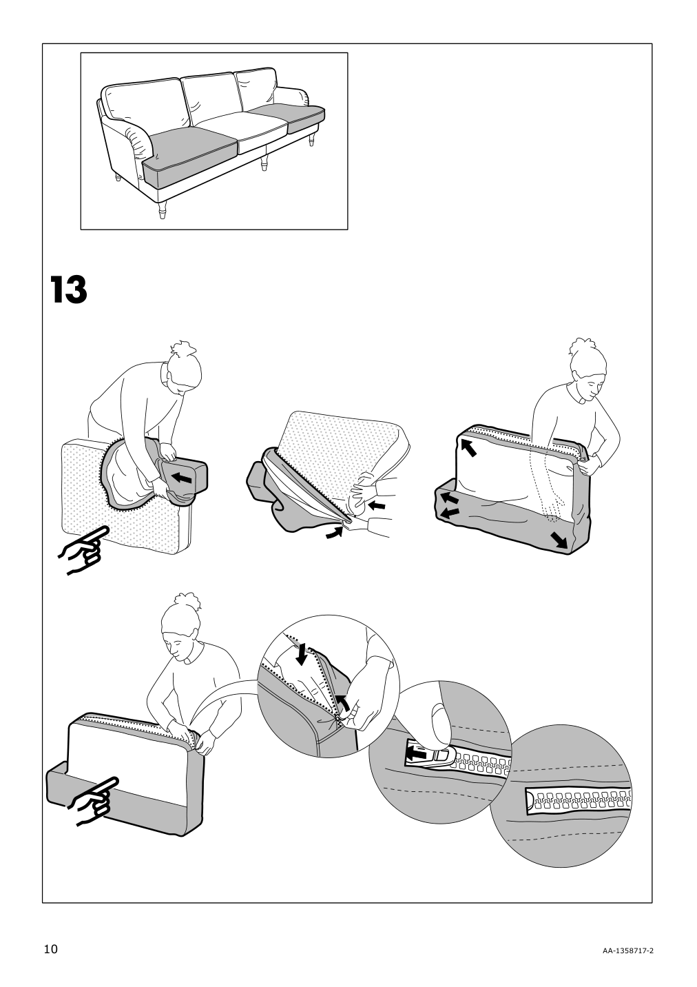 Assembly instructions for IKEA Stocksund 3 5 seat sofa cover hovsten gray white | Page 10 - IKEA STOCKSUND 3.5-seat sofa cover 203.063.73