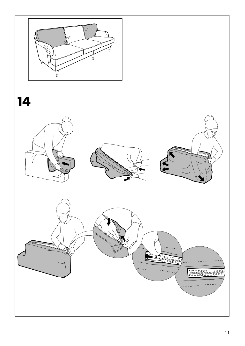 Assembly instructions for IKEA Stocksund 3 5 seat sofa cover hovsten gray white | Page 11 - IKEA STOCKSUND 3.5-seat sofa cover 203.063.73