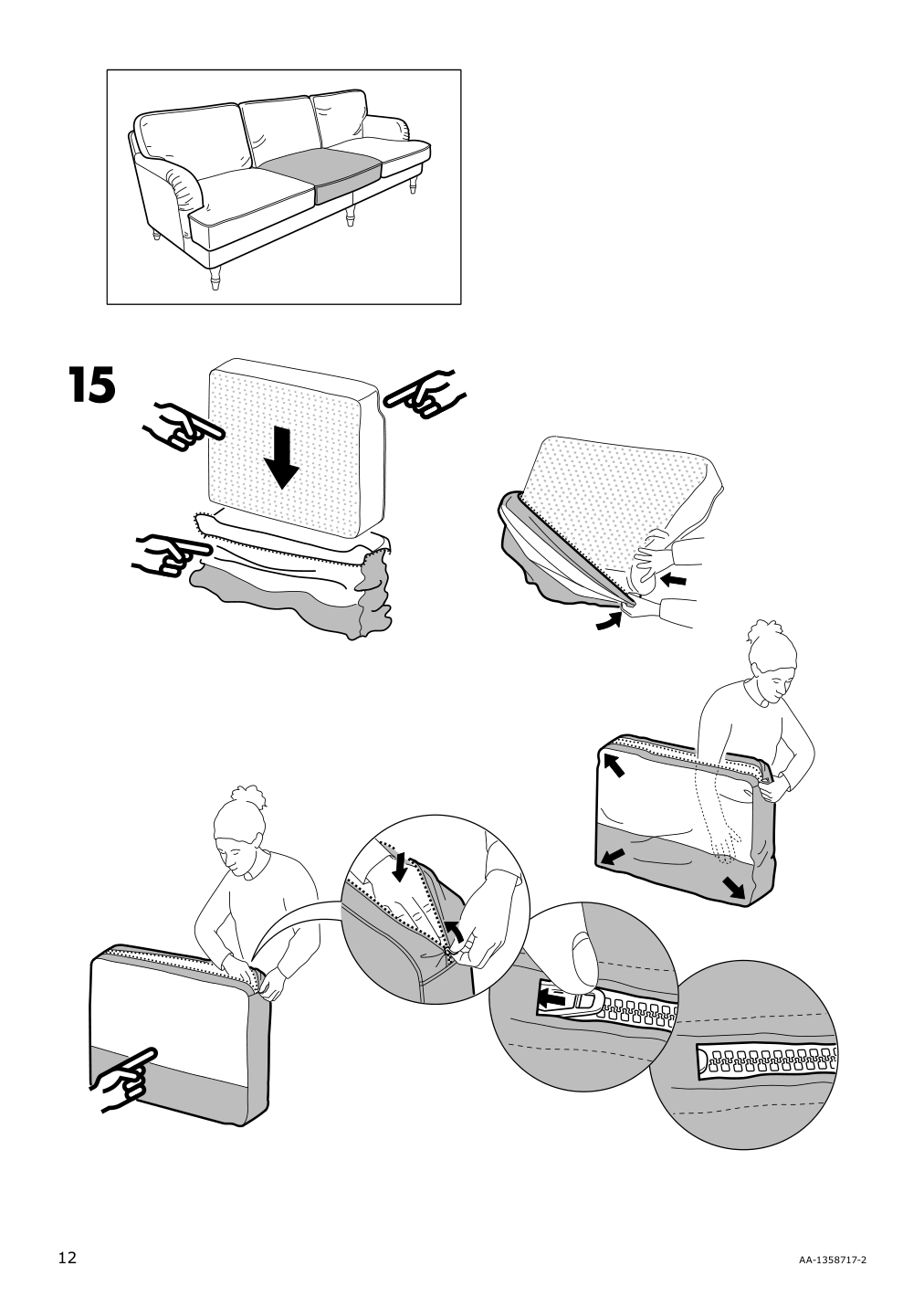 Assembly instructions for IKEA Stocksund 3 5 seat sofa cover hovsten gray white | Page 12 - IKEA STOCKSUND 3.5-seat sofa cover 203.063.73