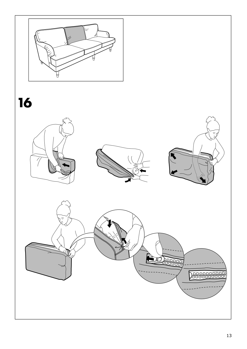 Assembly instructions for IKEA Stocksund 3 5 seat sofa cover hovsten gray white | Page 13 - IKEA STOCKSUND 3.5-seat sofa cover 203.063.73