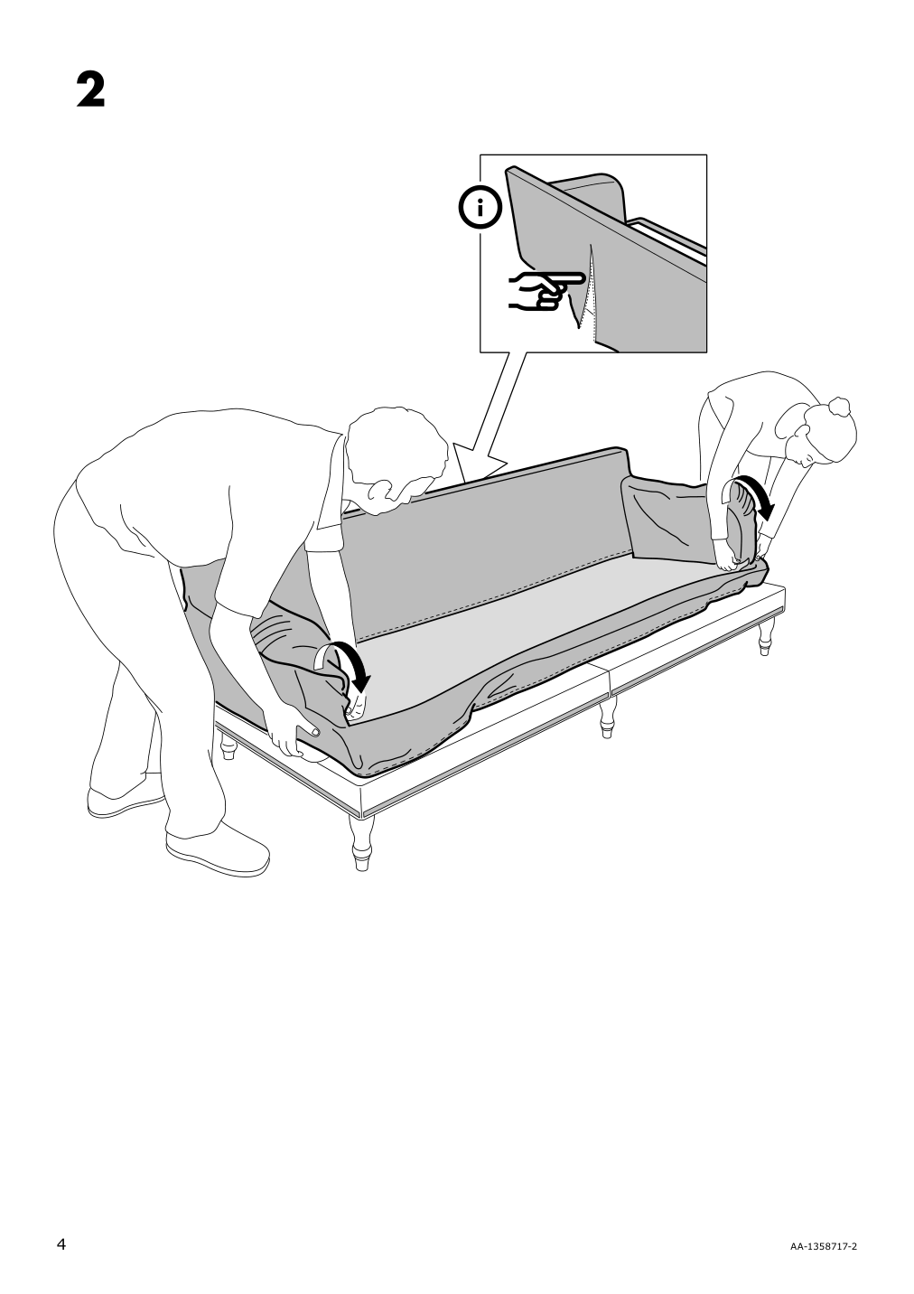 Assembly instructions for IKEA Stocksund 3 5 seat sofa cover hovsten gray white | Page 4 - IKEA STOCKSUND 3.5-seat sofa cover 203.063.73