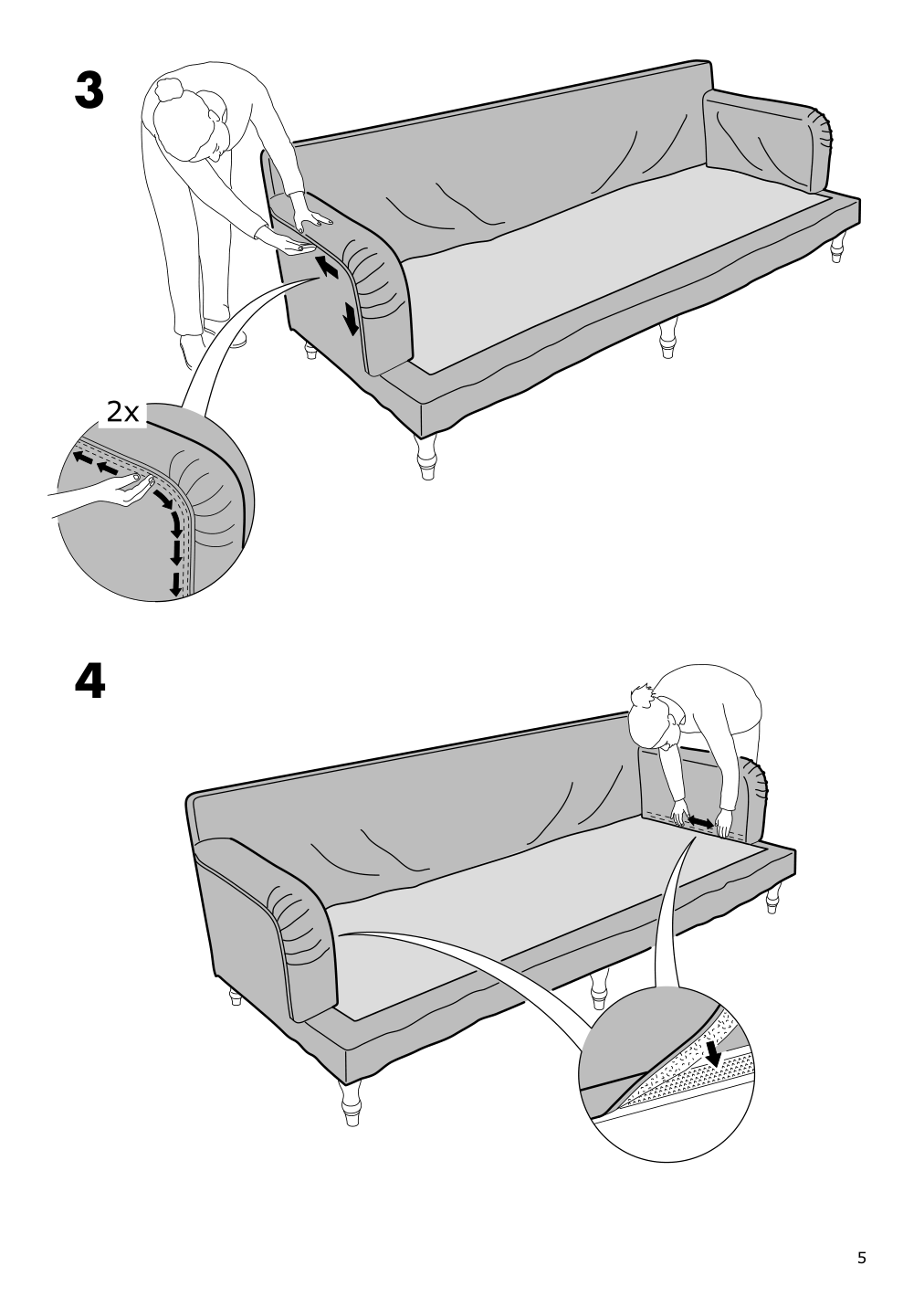 Assembly instructions for IKEA Stocksund 3 5 seat sofa cover hovsten gray white | Page 5 - IKEA STOCKSUND 3.5-seat sofa cover 203.063.73