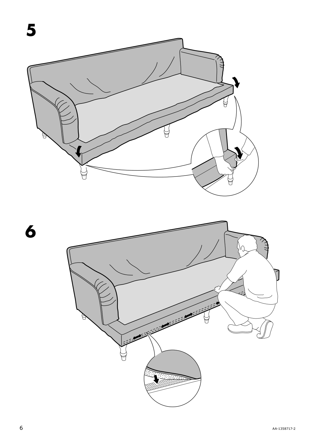 Assembly instructions for IKEA Stocksund 3 5 seat sofa cover hovsten gray white | Page 6 - IKEA STOCKSUND 3.5-seat sofa cover 203.063.73